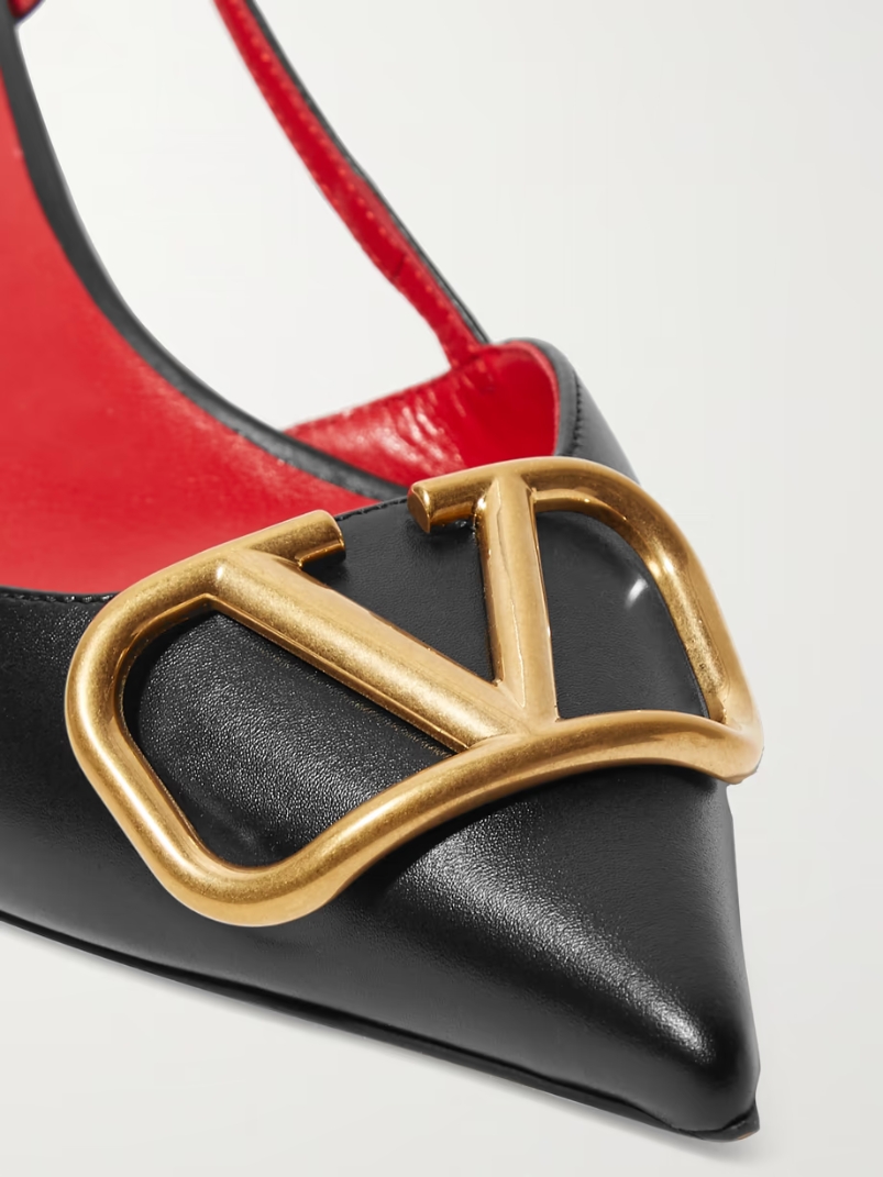 Valentino Garavani Go Logo 40 embellished leather slingback pumps