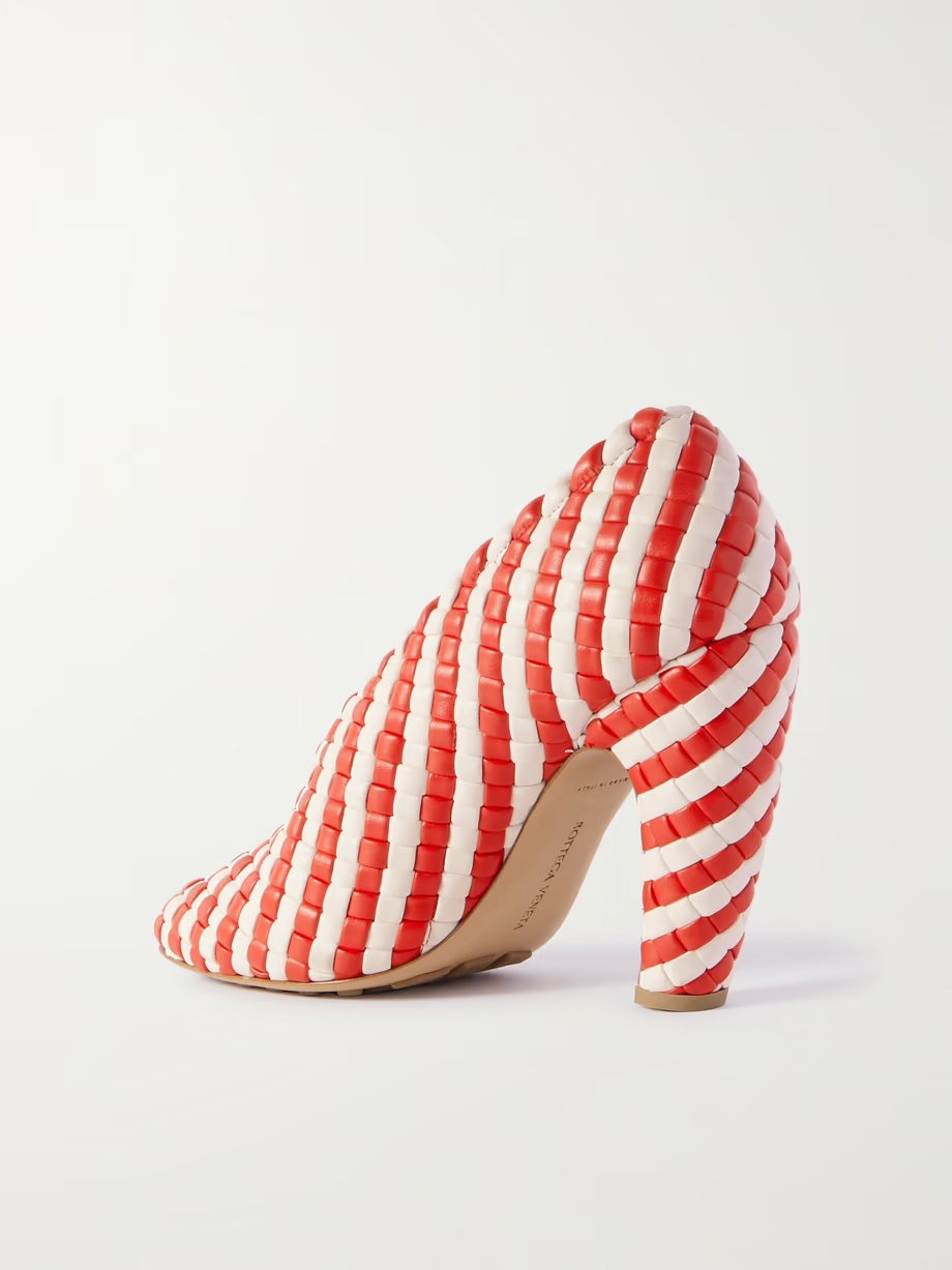 Canalazzo striped intrecciato leather pumps