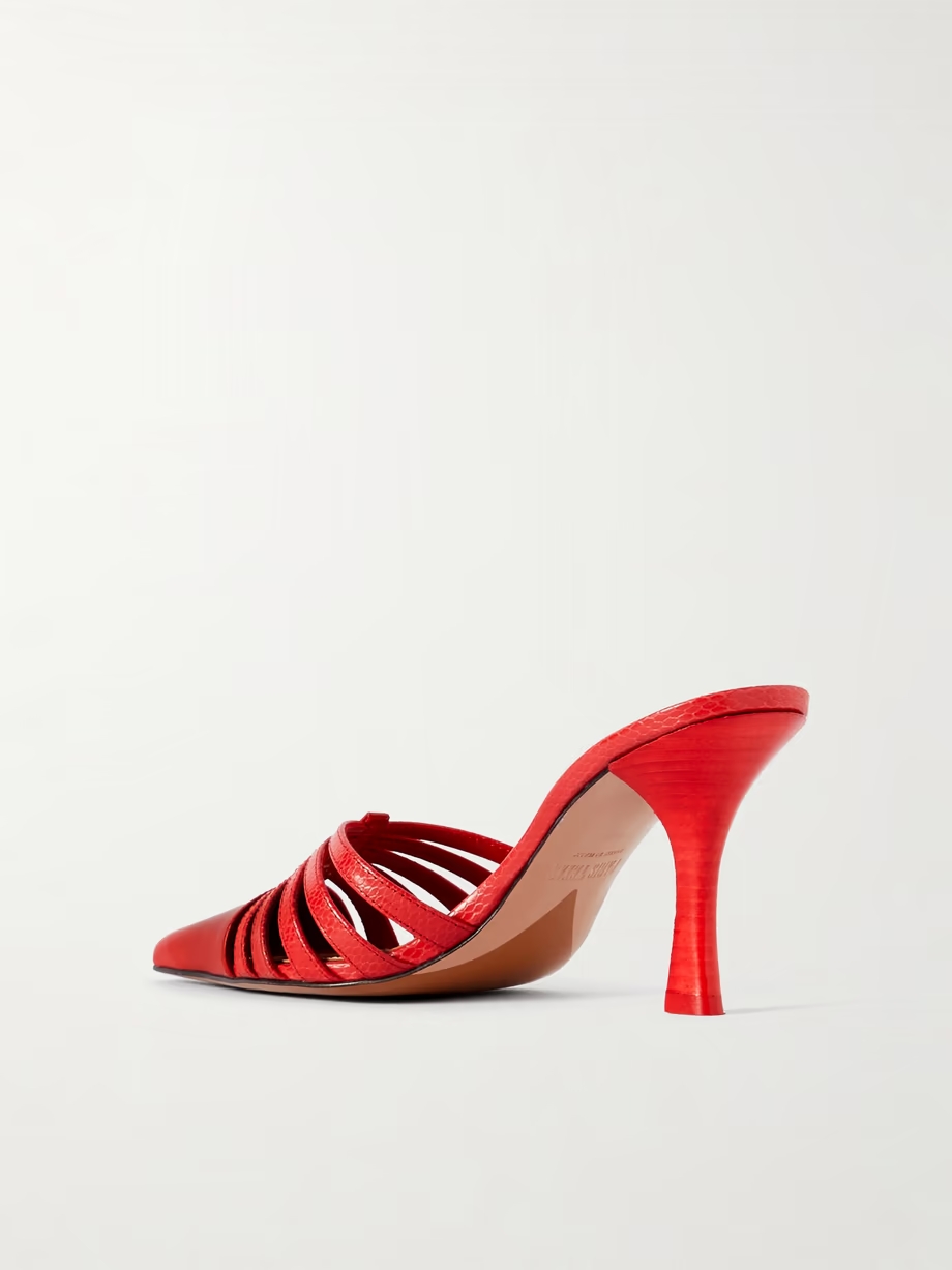 + Nadia Lee Cohen patent and snake-effect leather mules