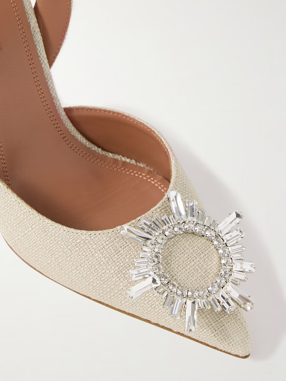 Begum Swarovski crystal-embellished canvas slingback pumps