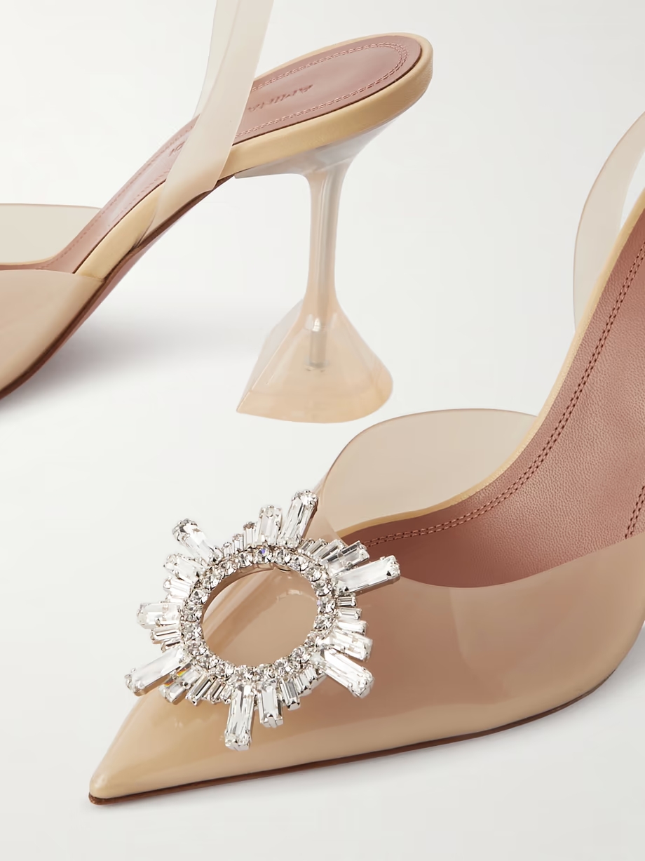 Begum Glass crystal-embellished PVC slingback pumps