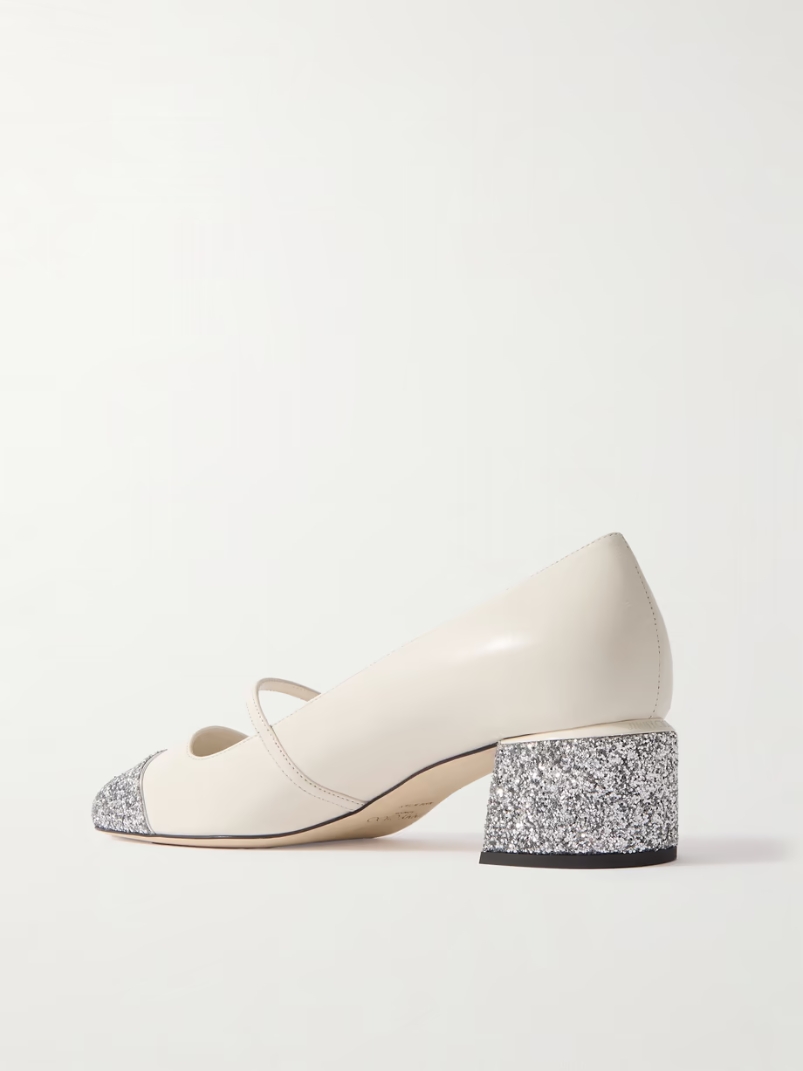 Elisa 45 embellishedglittered leather Mary Jane pumps