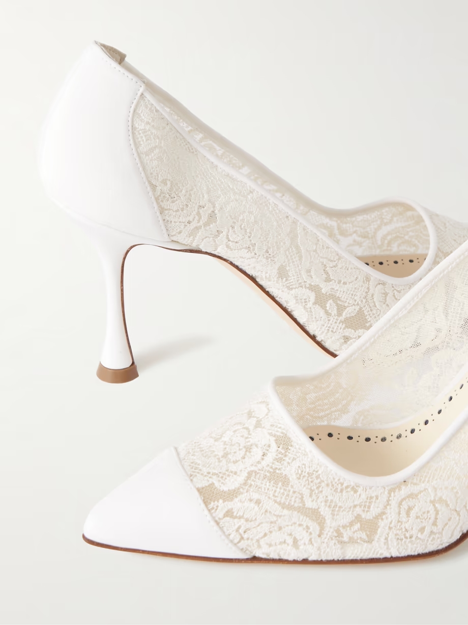 Sololaria lace and suede pumps