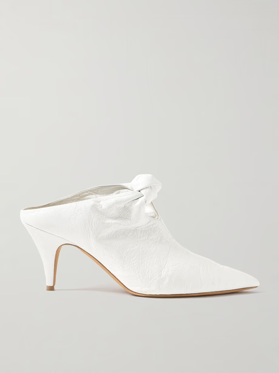 Rowan knotted crinkled-leather mules