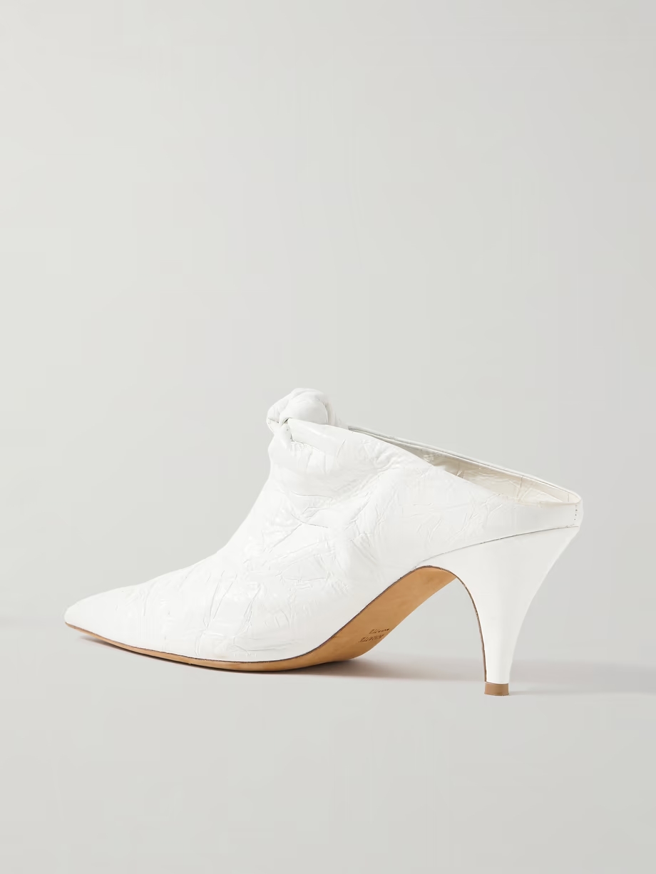 Rowan knotted crinkled-leather mules