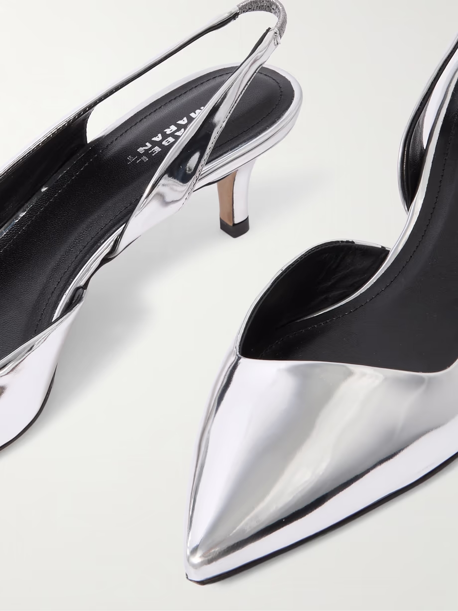 Piery mirrored-leather slingback pumps