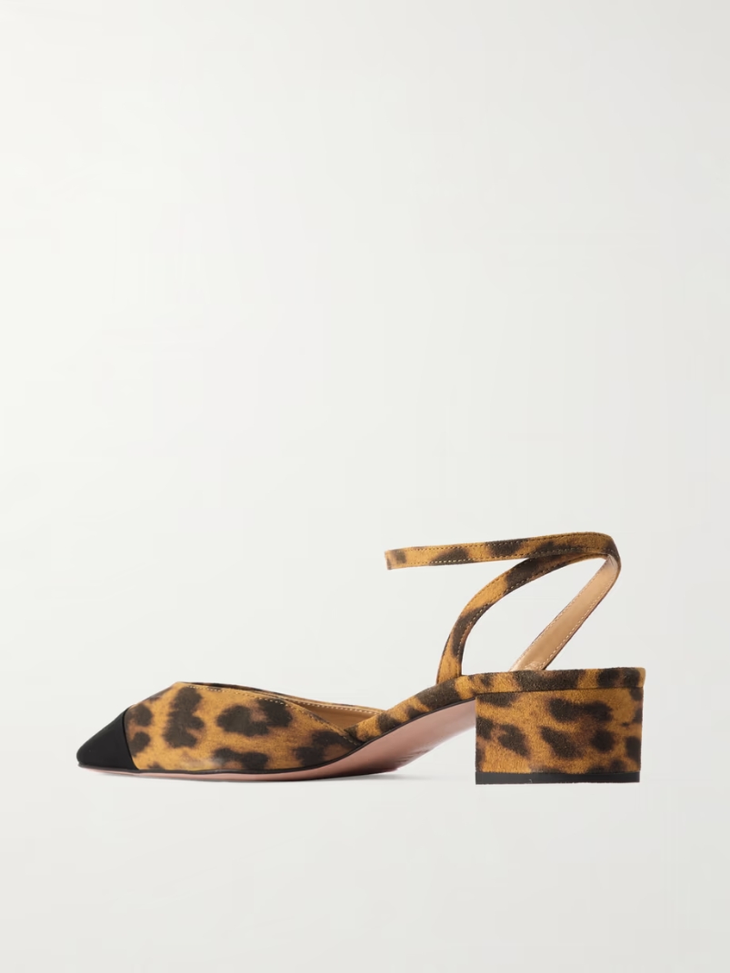 French Flirt 35 grosgrain-trimmed leopard-print suede pumps