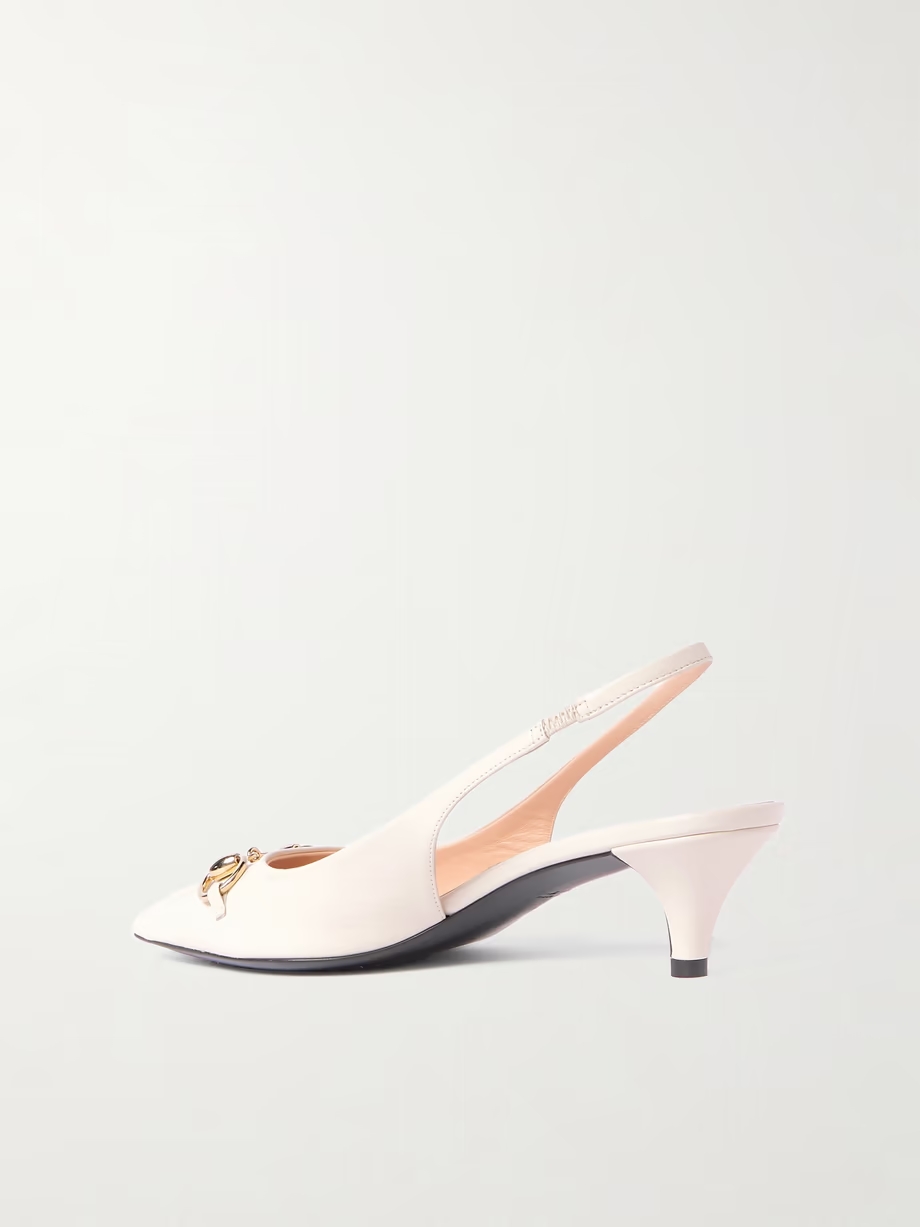 Erin horsebit-detailed leather slingback pumps