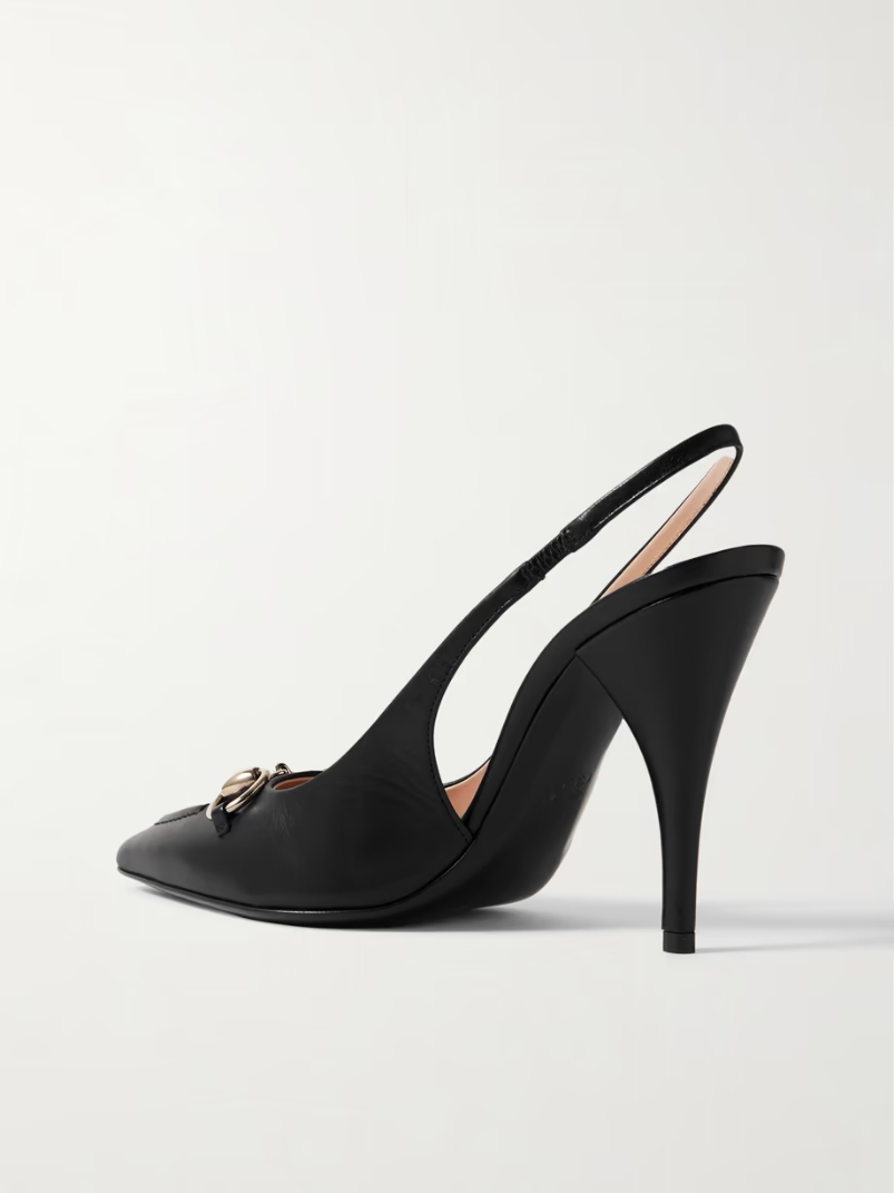 Erin horsebit-detailed leather slingback pumps