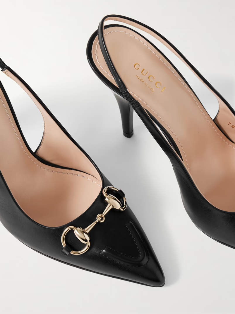 Erin horsebit-detailed leather slingback pumps