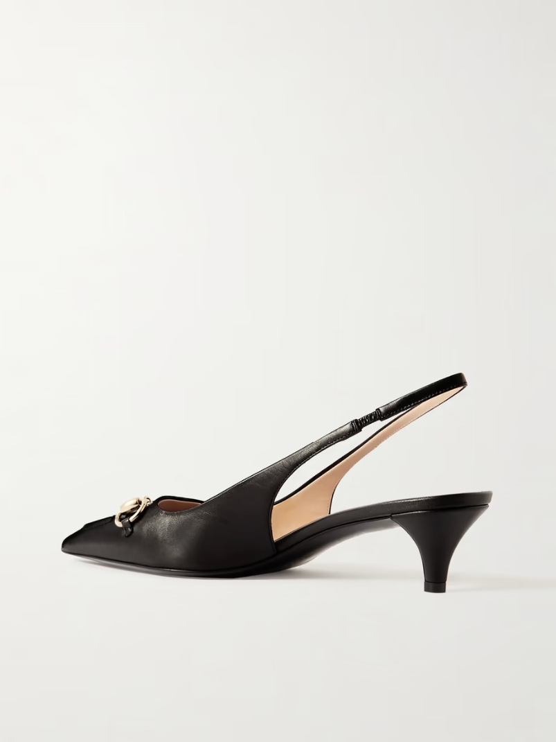 Erin horsebit-detailed leather slingback pumps