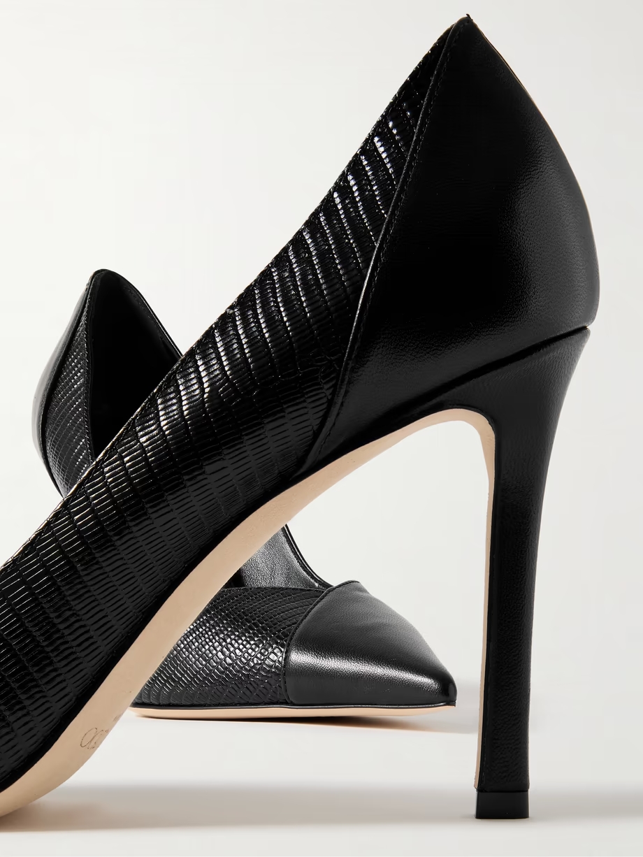 Cass 95 lizard-effect and smooth leather pumps