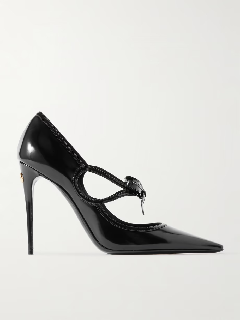 Mun bow-embellished patent-leather pumps