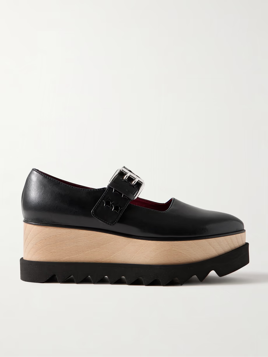 Elyse vegetarian glossed-leather platform Mary Janes