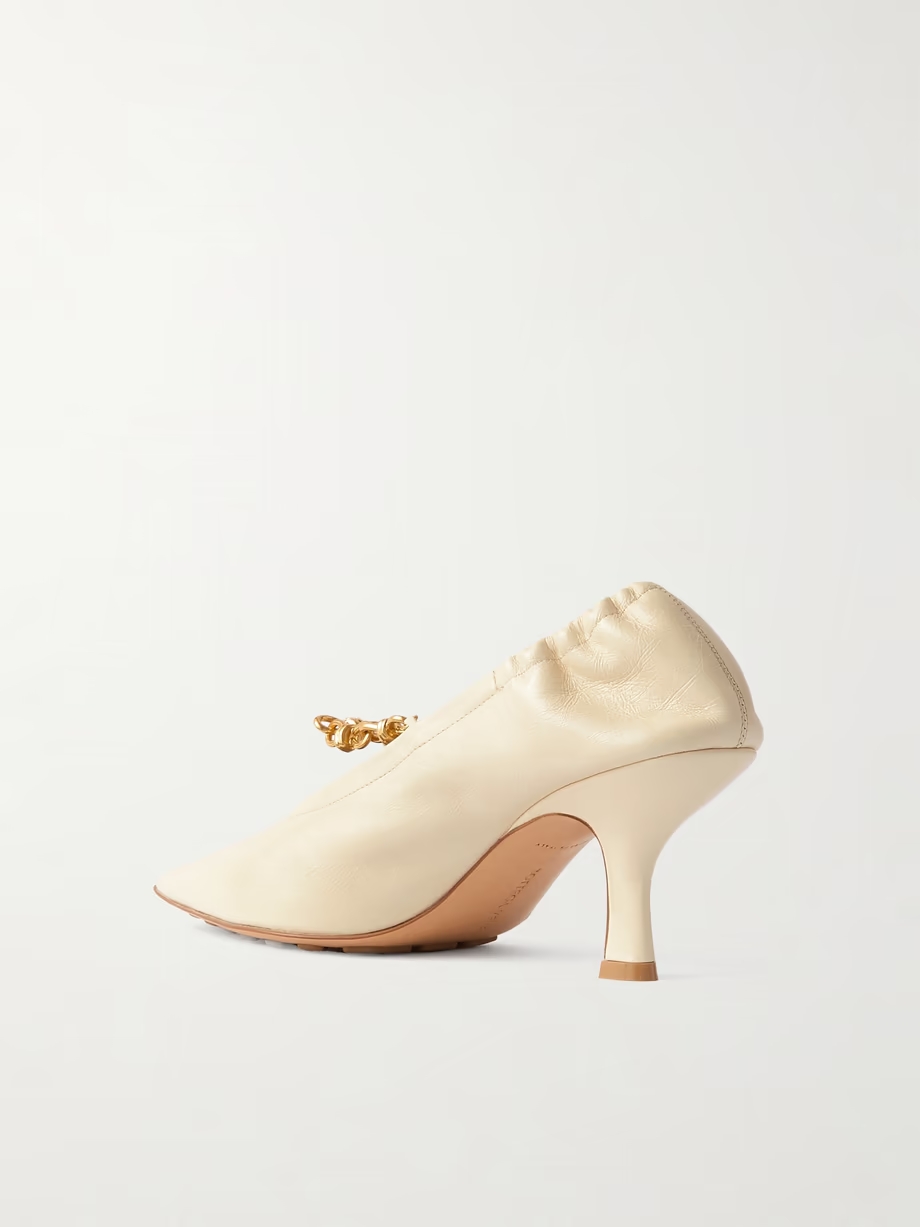 Melbourne embellished glossed crinkled-leather pumps