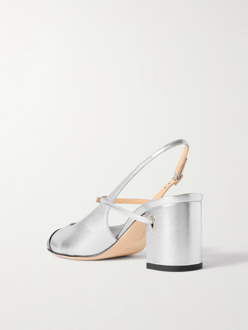 Mattia 65 metallic and patent-leather slingback pumps