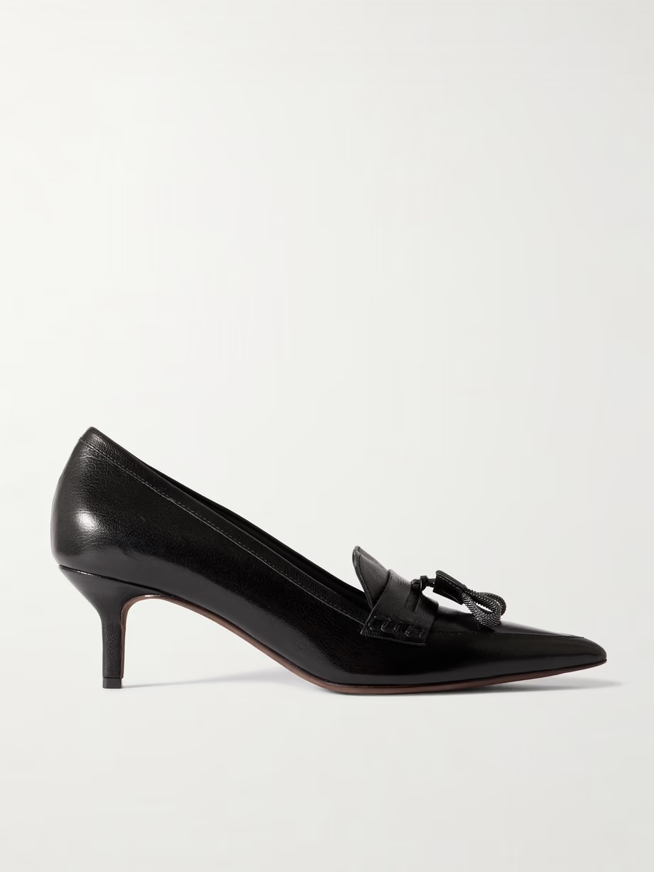 50 tasseled leather pumps