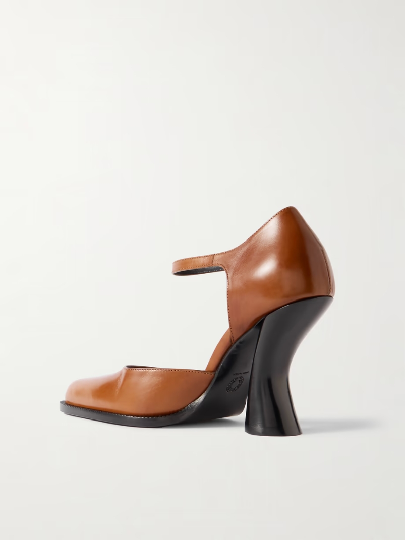 Mary Jane leather point-toe pumps