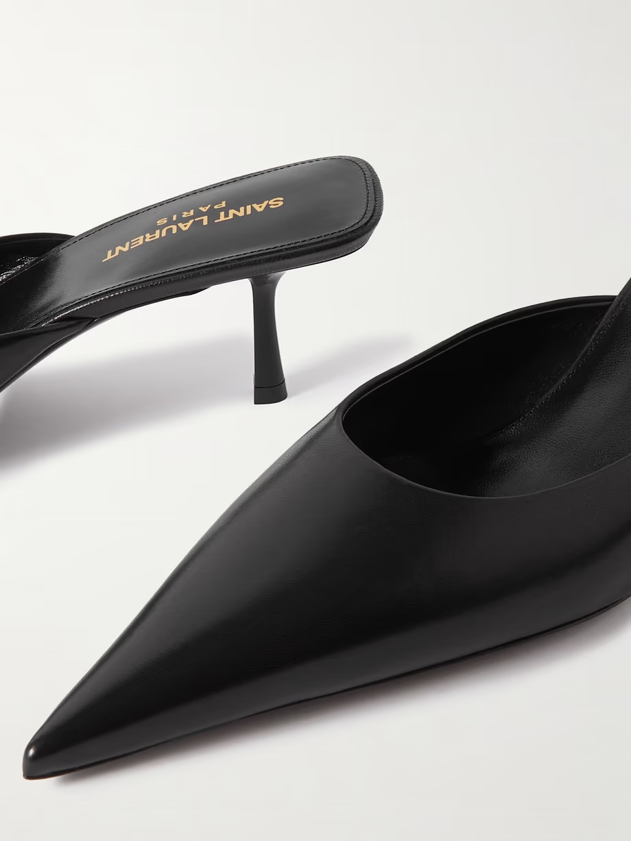 Barbara glossed-leather mules