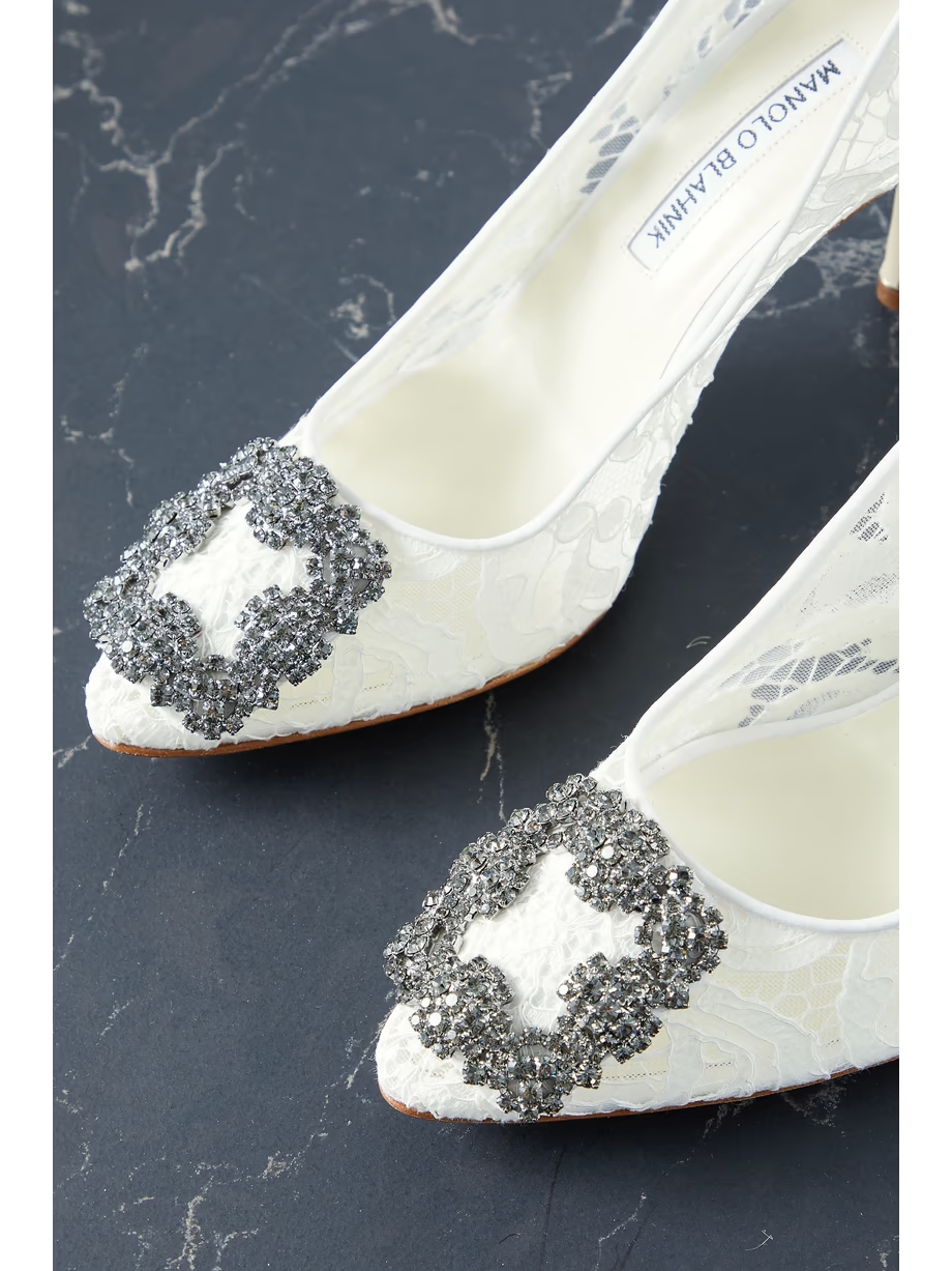 Hangisi 90 embellished corded lace pumps