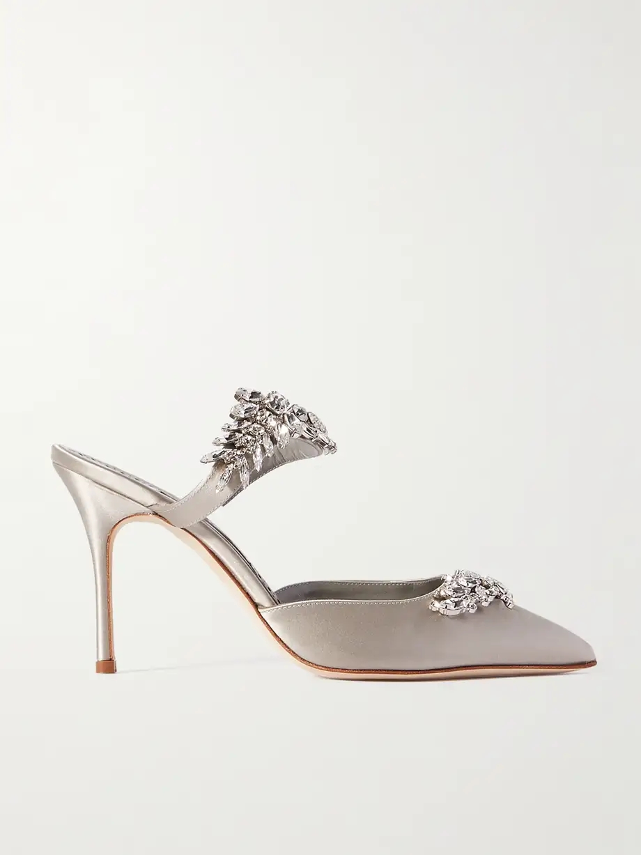 Lurum 90 crystal-embellished satin mules