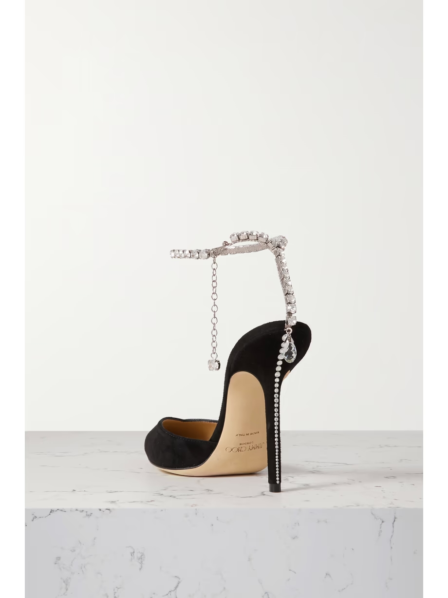 Saeda 100 crystal-embellished suede pumps