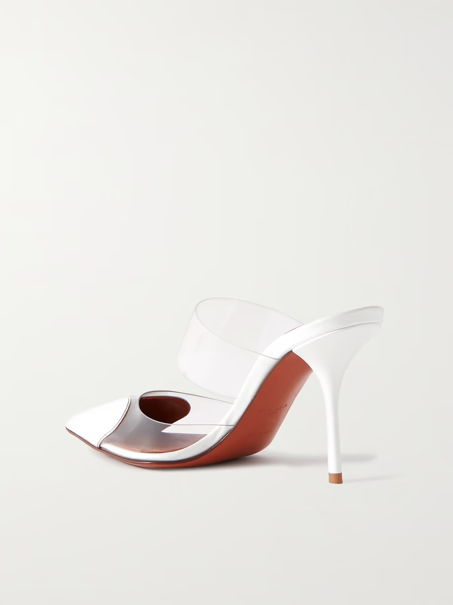 Cœur 90 PU and patent-leather point-toe mules