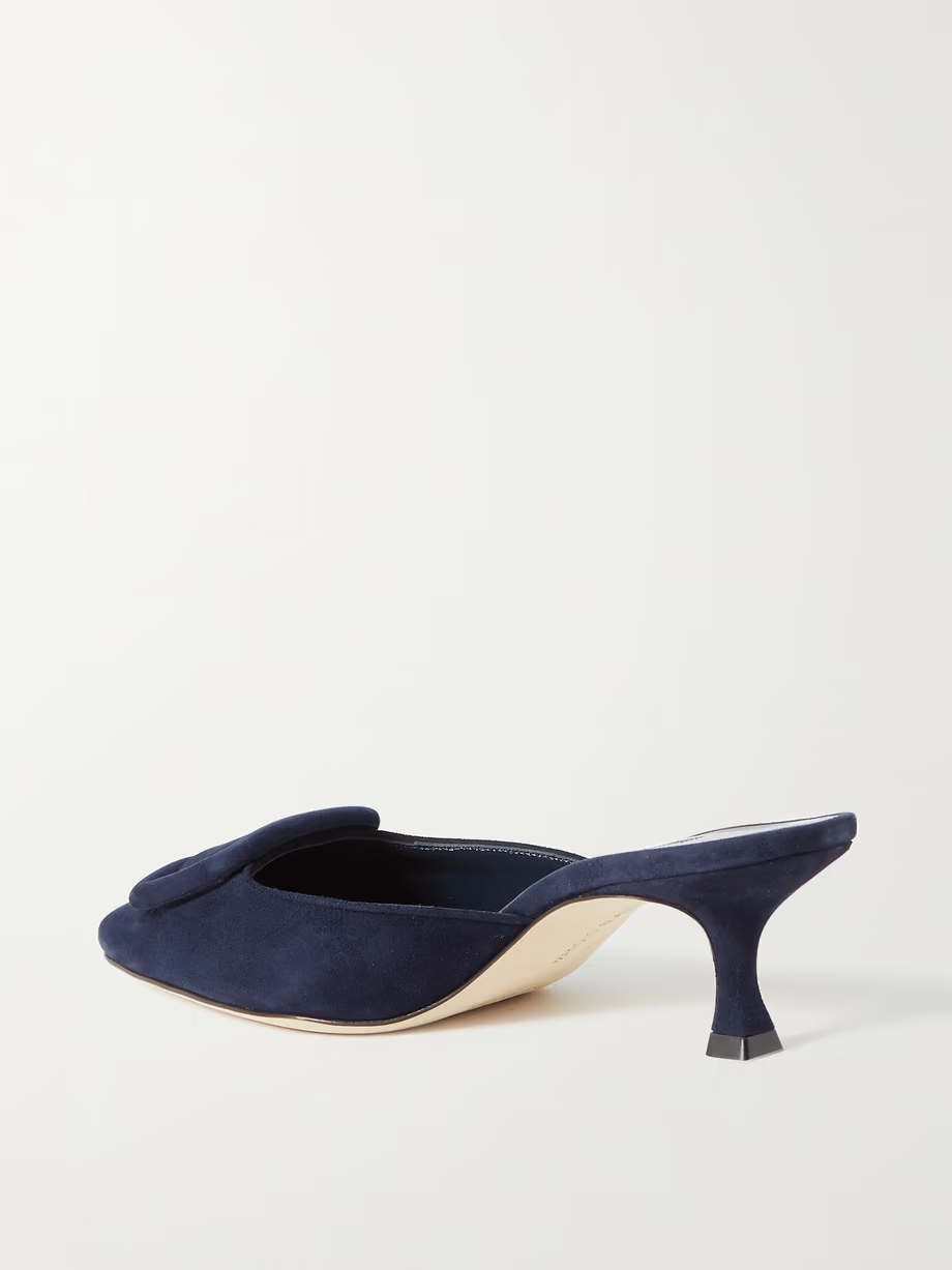 Maysale 50 buckled suede mules