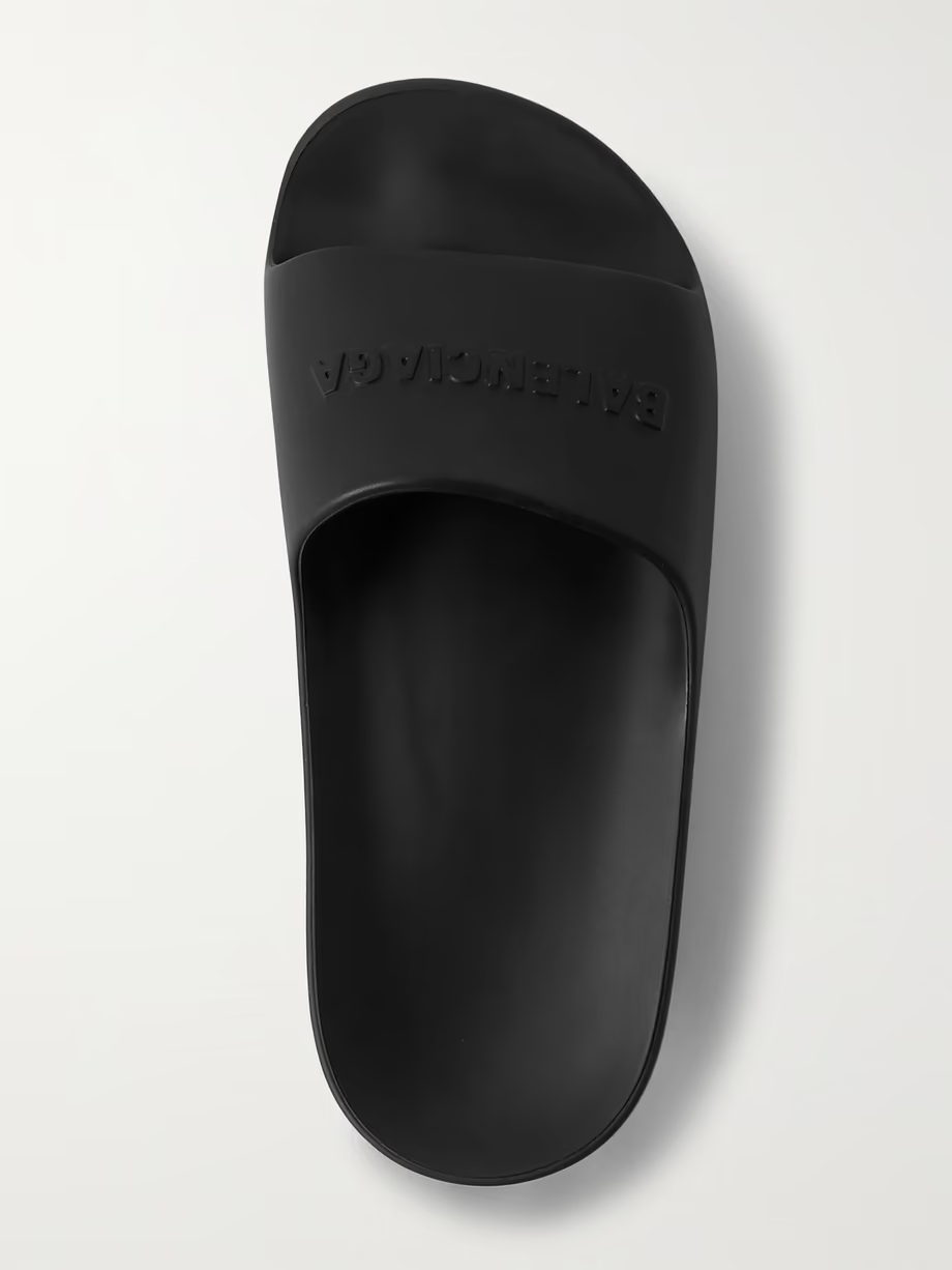 Mono logo-embossed rubber platform slides