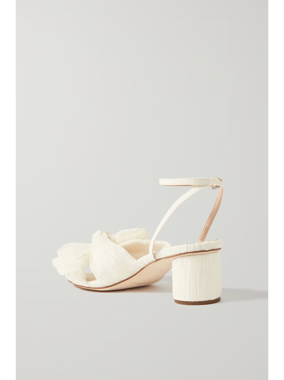 Dahlia faux leather-trimmed plissé-organza sandals