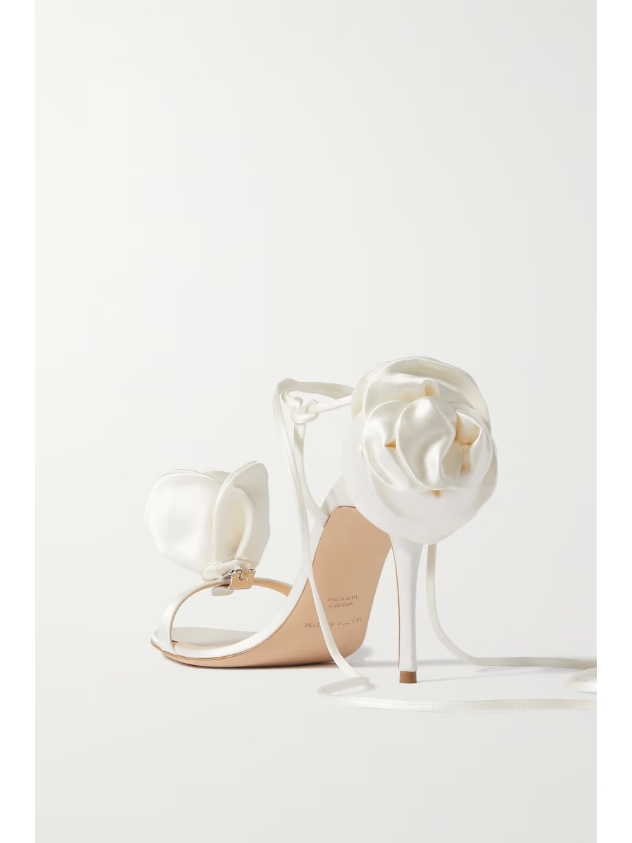 Appliquéd satin sandals