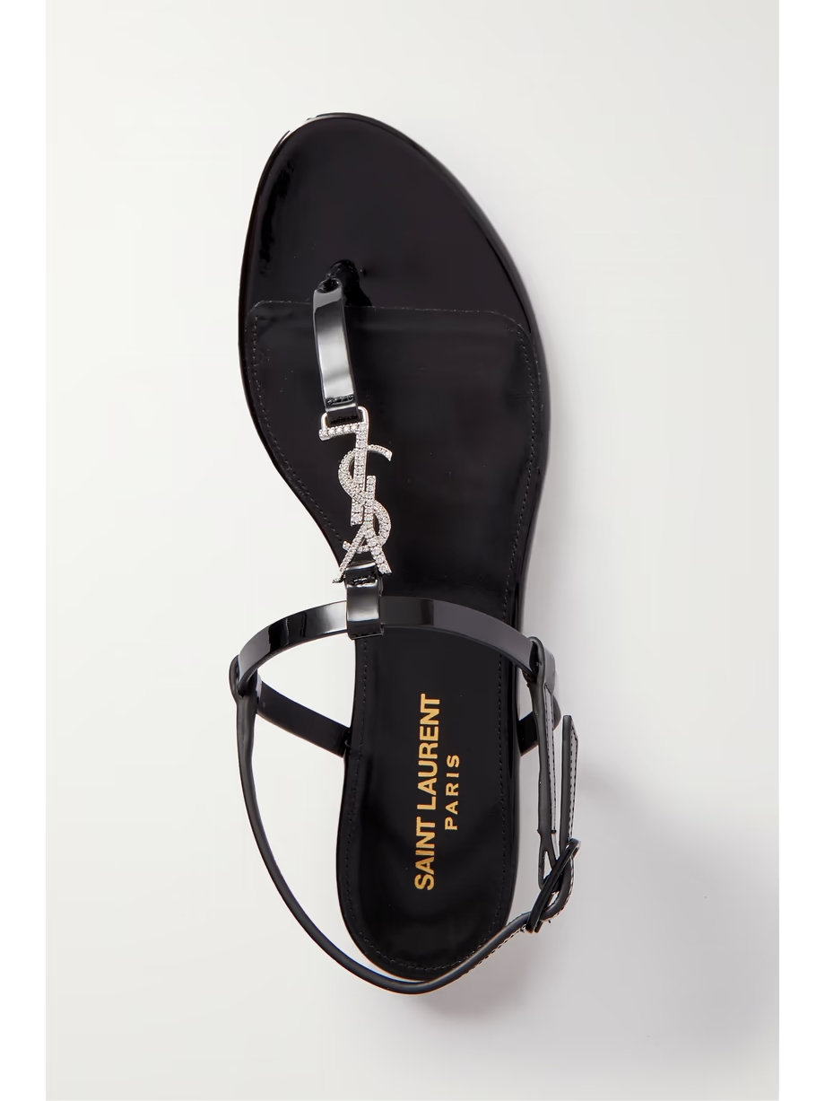 Cassandra logo-embellished patent-leather slingback sandals