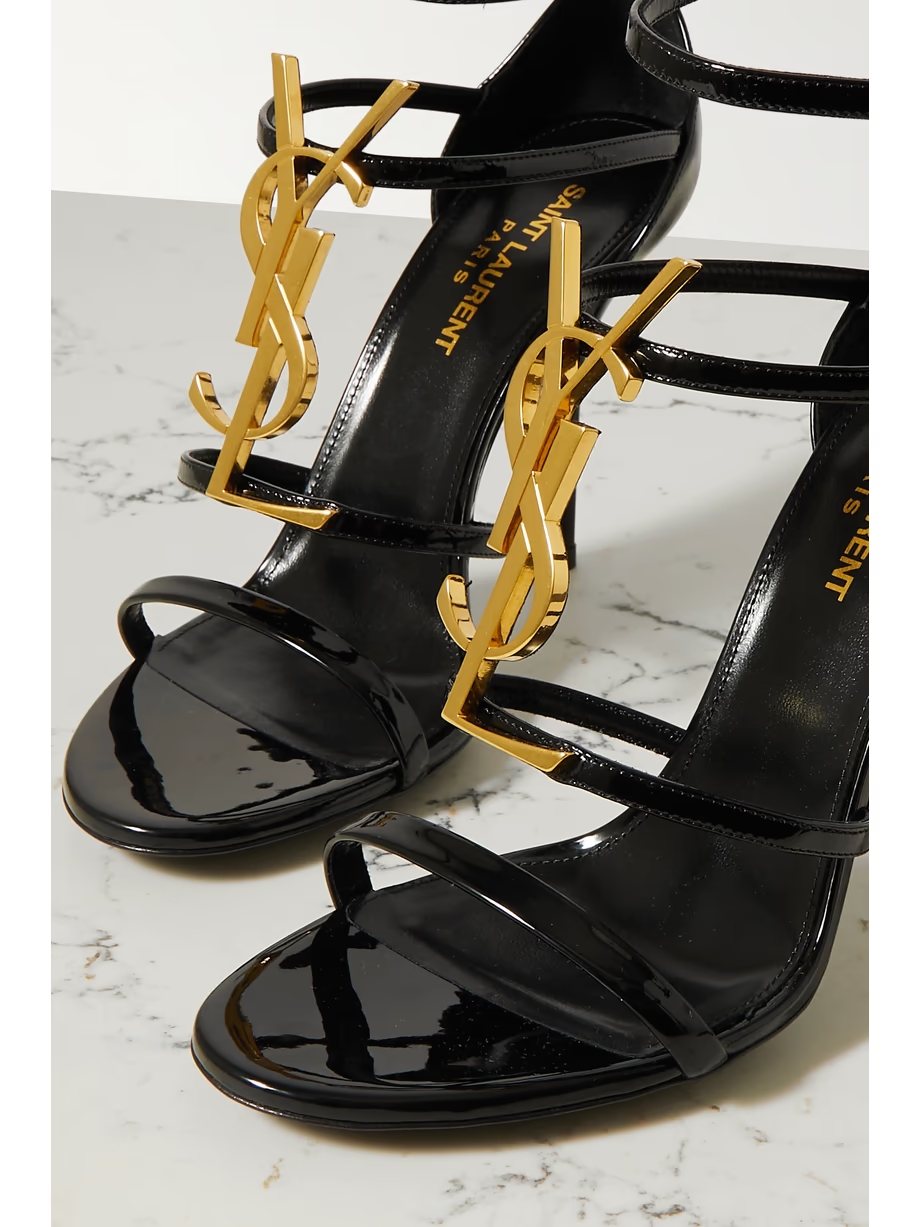 Cassandra embellished patent-leather sandals