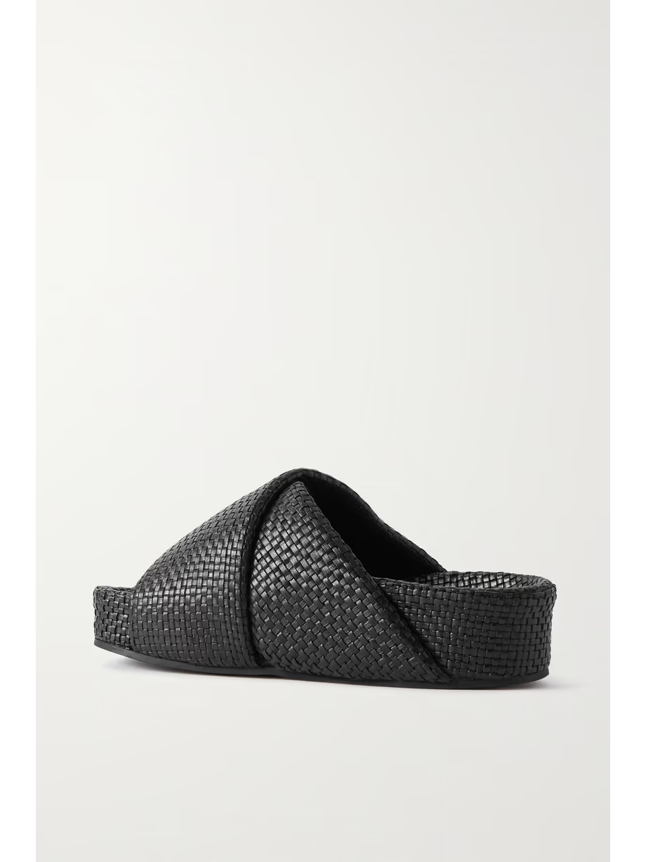 + NET SUSTAIN Woven leather platform slides