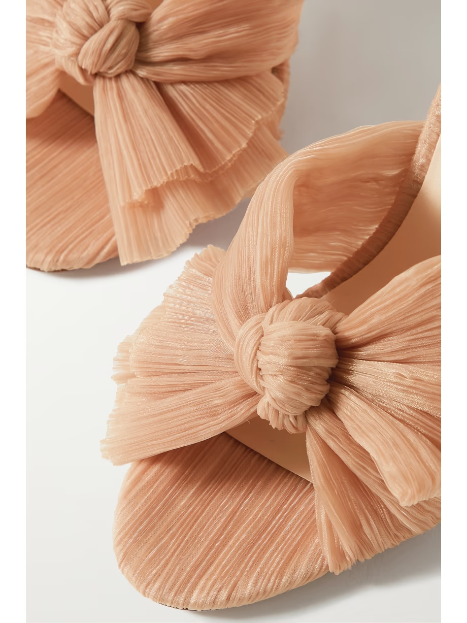 Camellia bow-embellished plissé-organza sandals