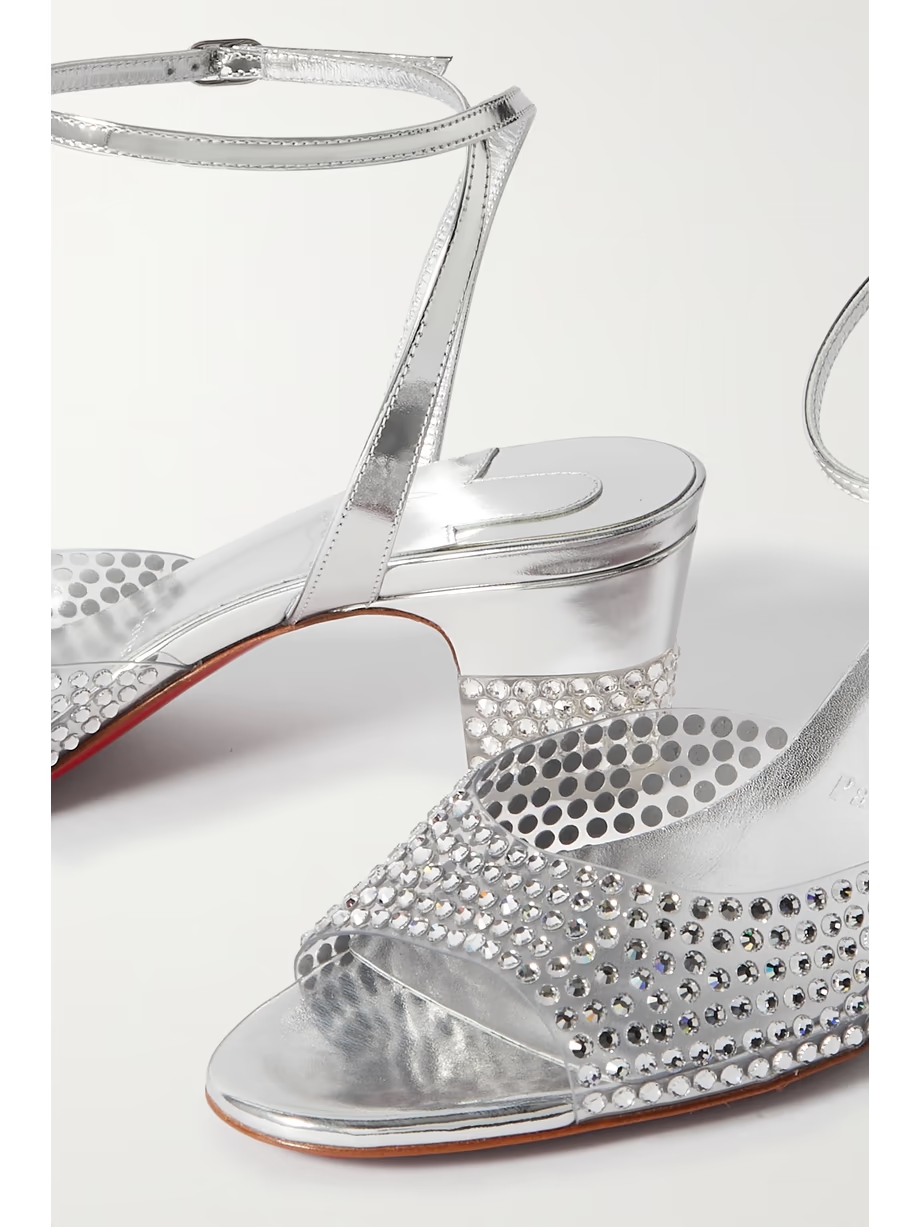 Cassandrissima 45 crystal-embellished PVC and metallic leather sandals