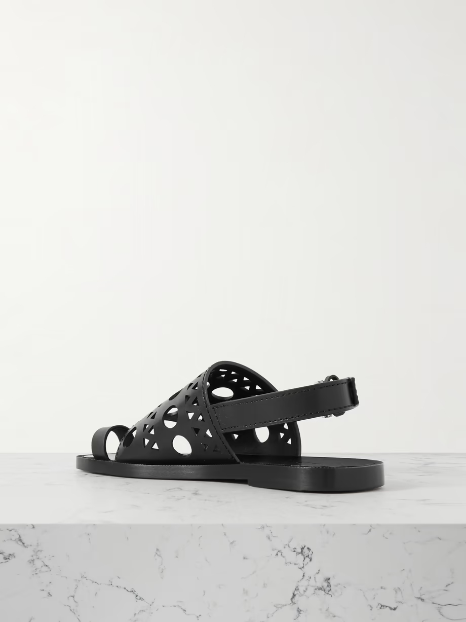 Laser-cut leather slingback sandals