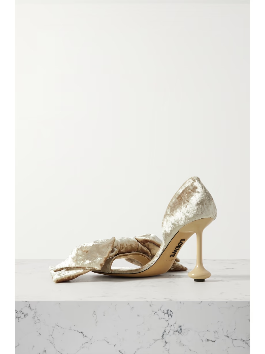 Toy bow-detailed crushed-velvet sandals