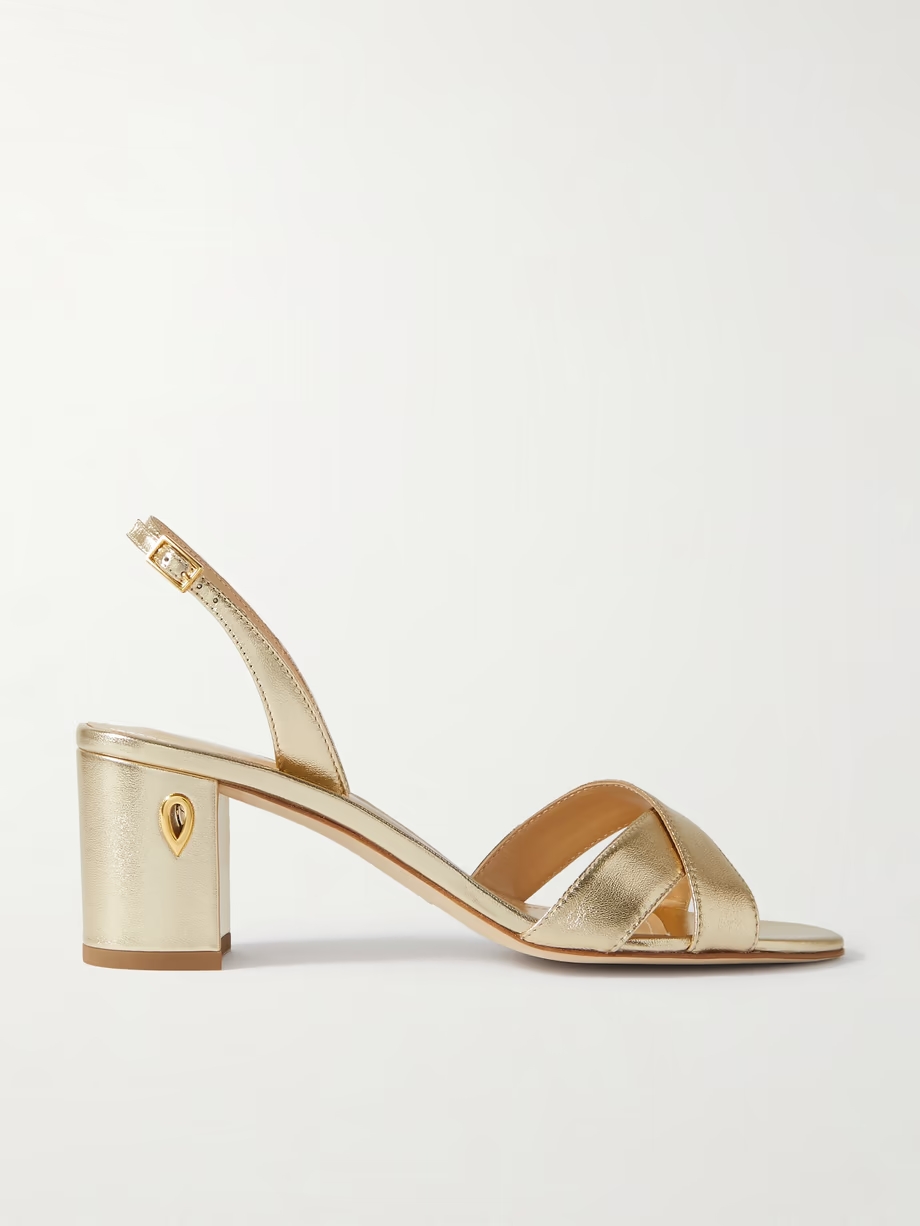 Leonardo 65 metallic leather slingback sandals