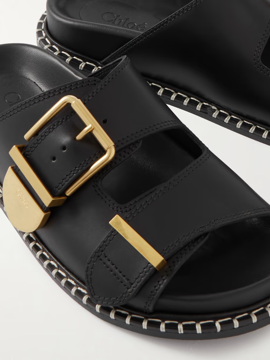 + NET SUSTAIN Rebecca whipstiched leather slides