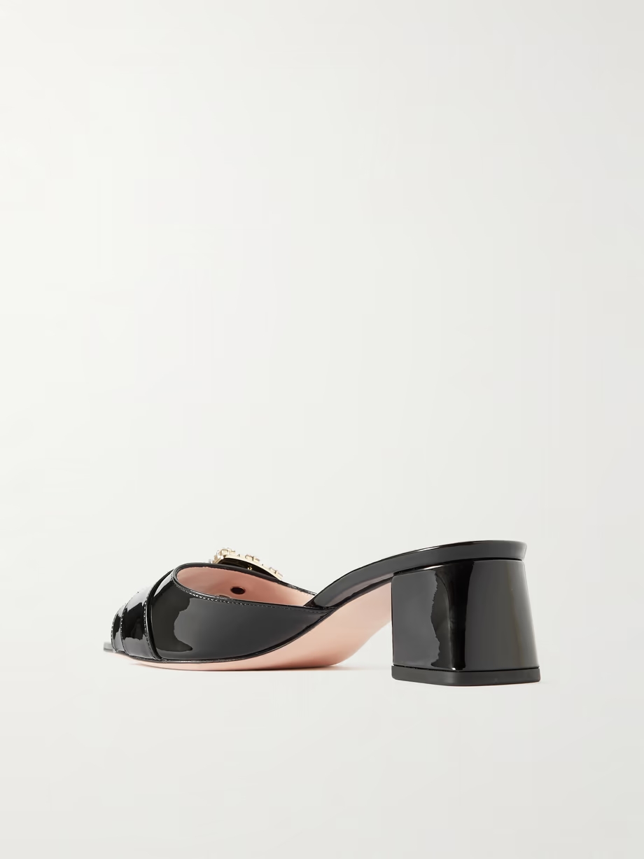 Bikiviv crystal-embellished patent-leather mules