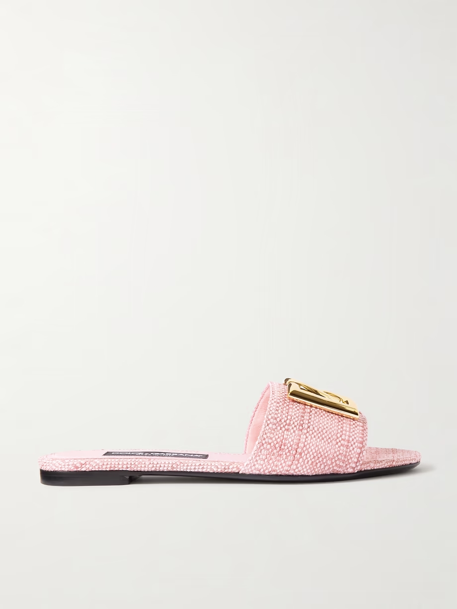 Bianca logo-embellished raffia slides