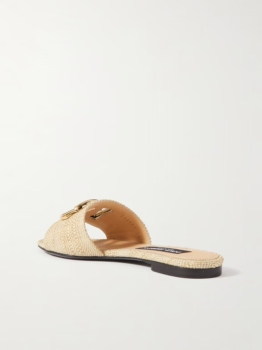 Bianca logo-embellished raffia slides