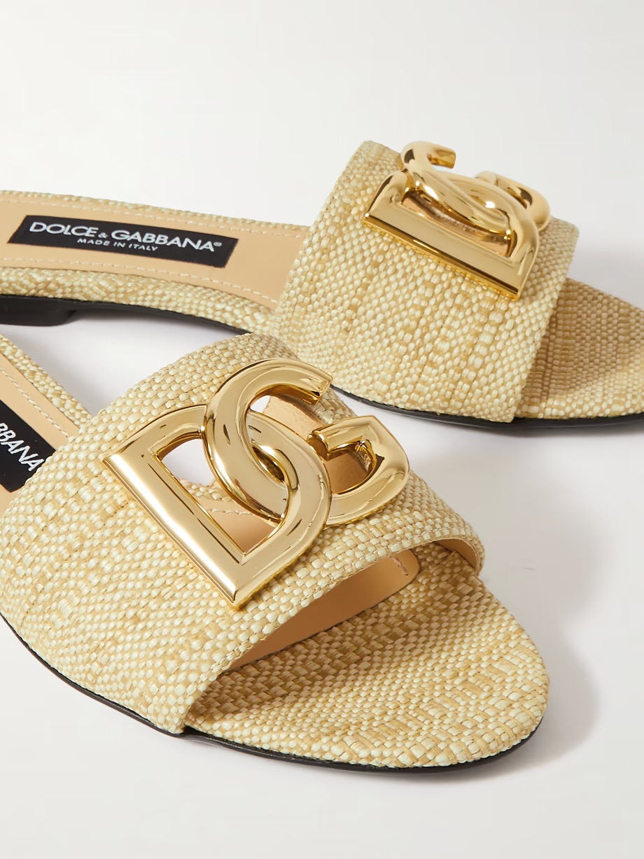 Bianca logo-embellished raffia slides