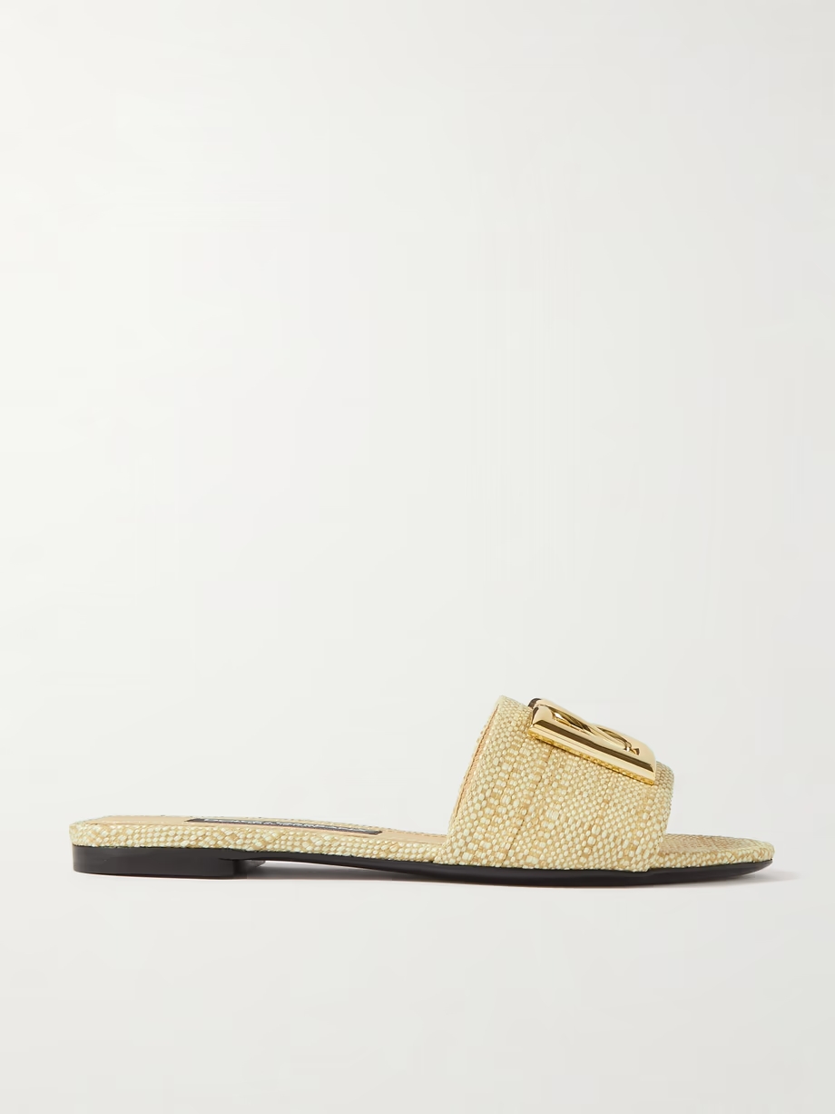 Bianca logo-embellished raffia slides