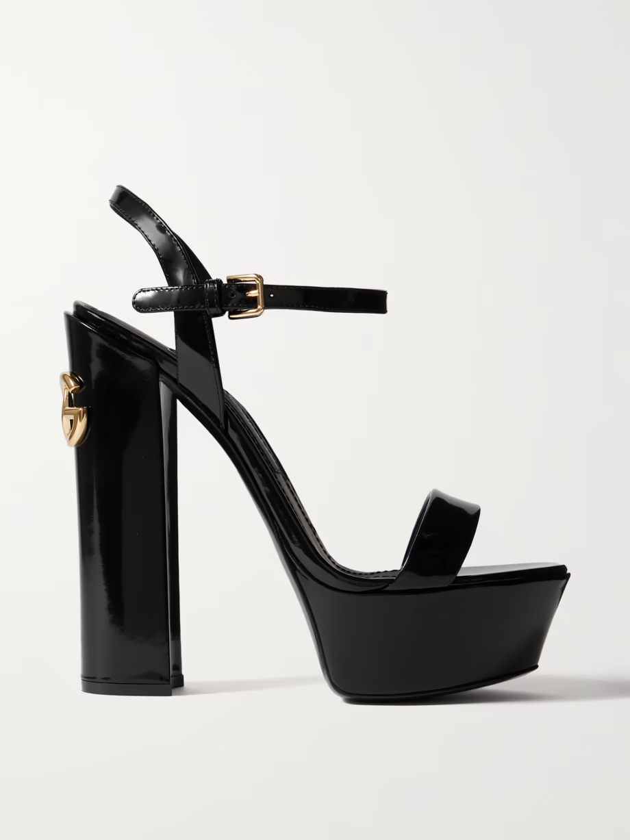 Keira logo-embellished patent-leather platform sandals