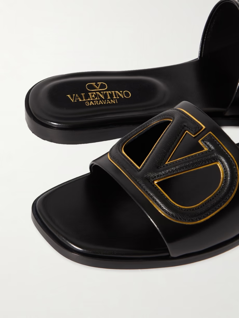 VLOGO cutout leather slides