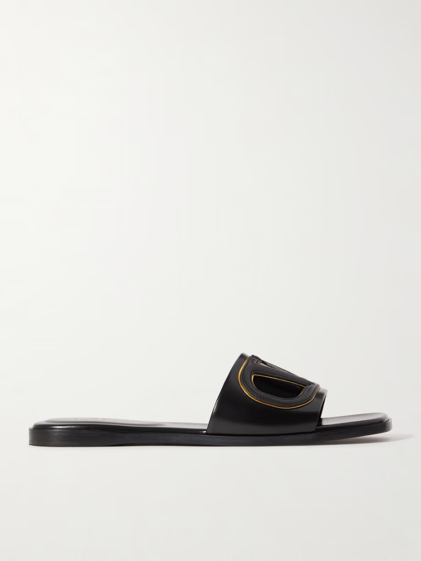 VLOGO cutout leather slides