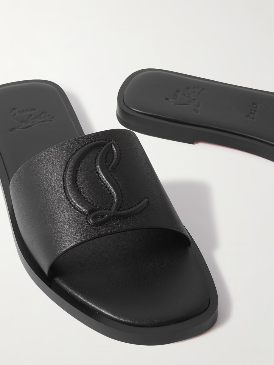 CL logo-embossed leather slides