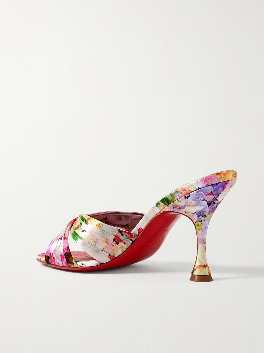 Nicol is Back 85 floral-print satin mules